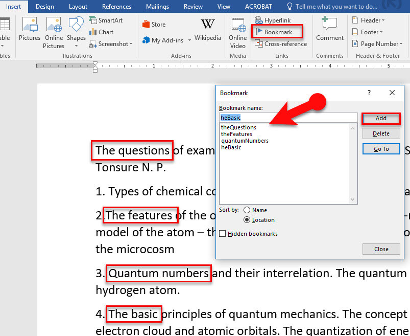 how to insert tabs in word 2016
